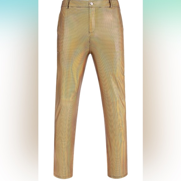 COOFANDY Mens Metallic Shiny Jeans 70‘s Party Dance Disco Nightclub Pants - Picture 4 of 7